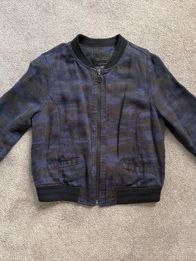 Sanctuary Blue & Black Camo Bomber Jacket